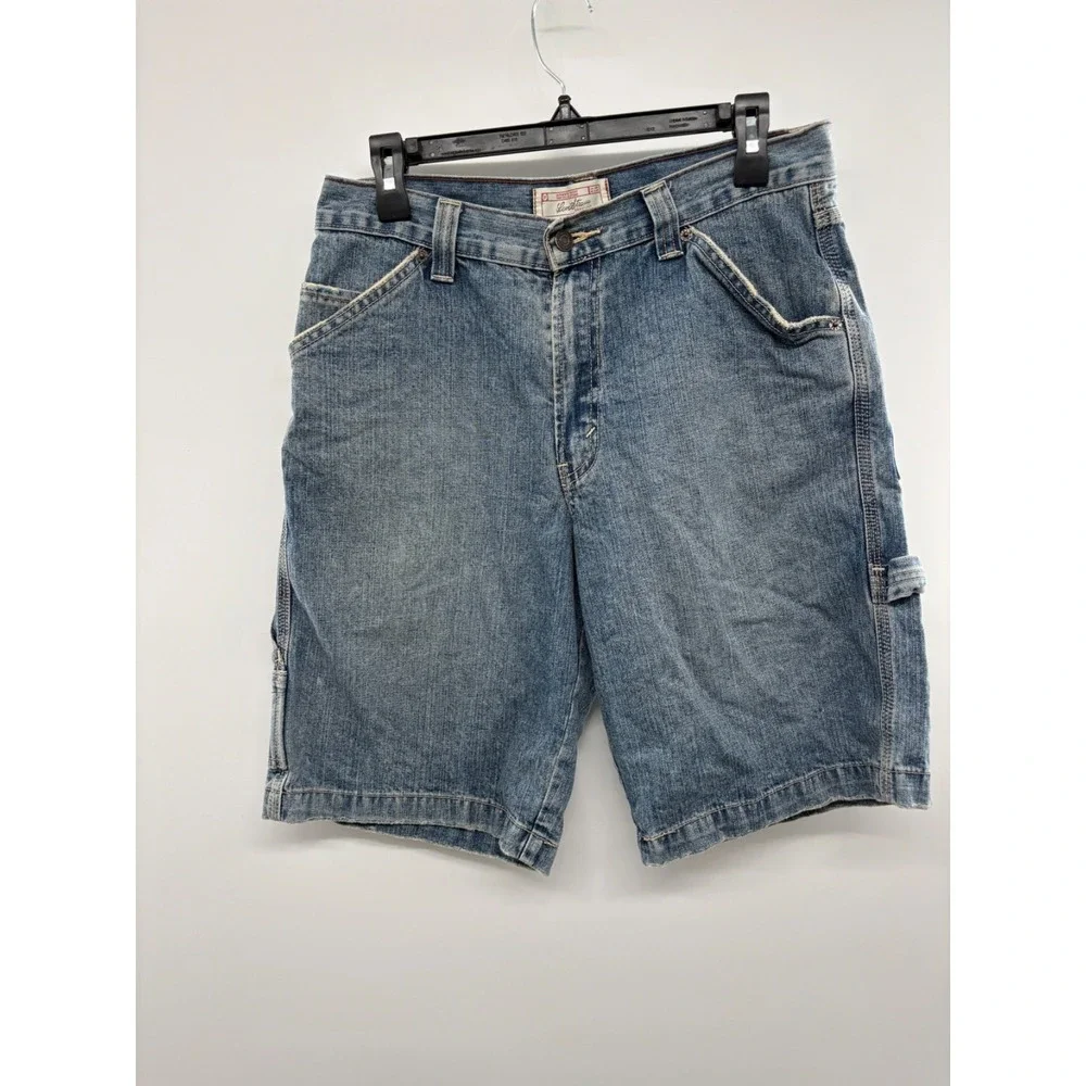 Levi's Carpenter Jean Shorts Men's 30 Blue Logo Denim Slash‎ Pockets 100% Cotton